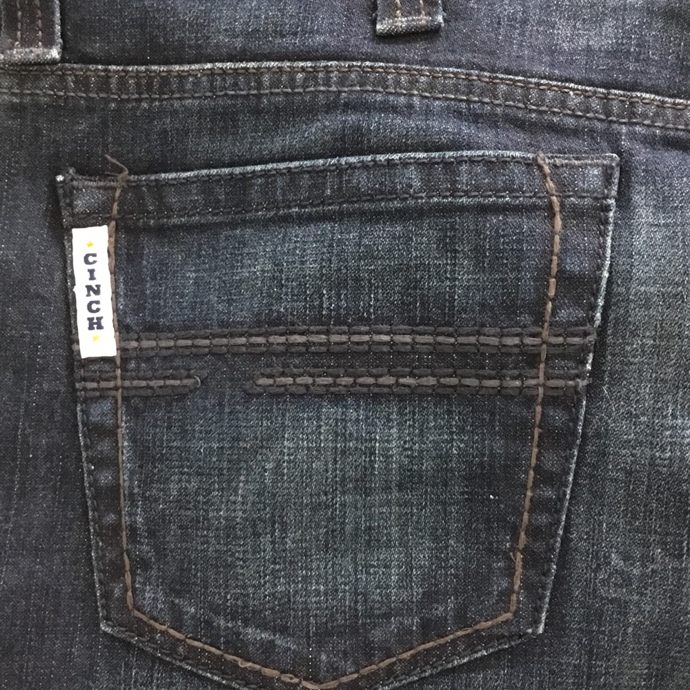 Cinch Dark Blue Denim Jeans with Contrast Pocket Lining - Picture 5 of 7